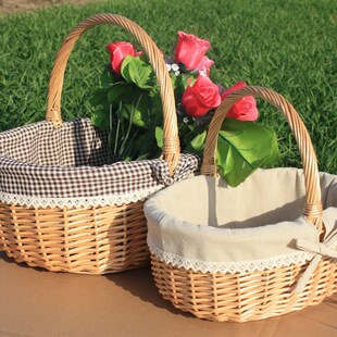 新品柳编藤编提篮 手提水果篮伴手礼篮鸡蛋篮 花篮 购物篮 礼品篮