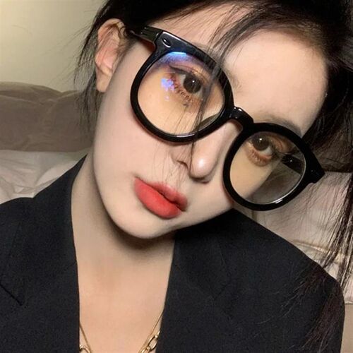 黑框眼镜女款早八素颜神器近视镜复古大框黑色圆框镜框粗框眼镜框