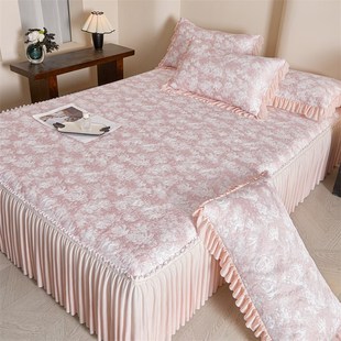 凉感L公主风软席可机洗三件 夏季 高端冰丝凉席PE冰豆豆新款 床裙款