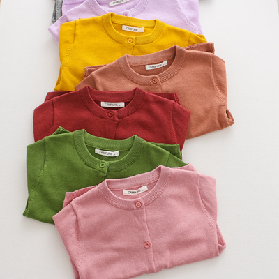 亲子男女童毛衣中j小童针织开衫2021春秋夏装新款纯棉外套空调打