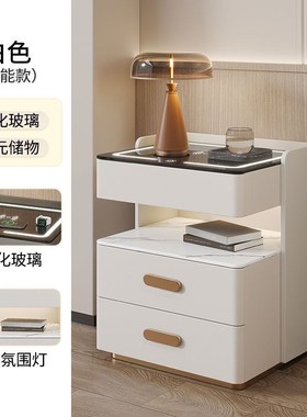 多功能收纳轻奢柜轻奢无线极简北欧高级卧室智能床头柜2.024新款