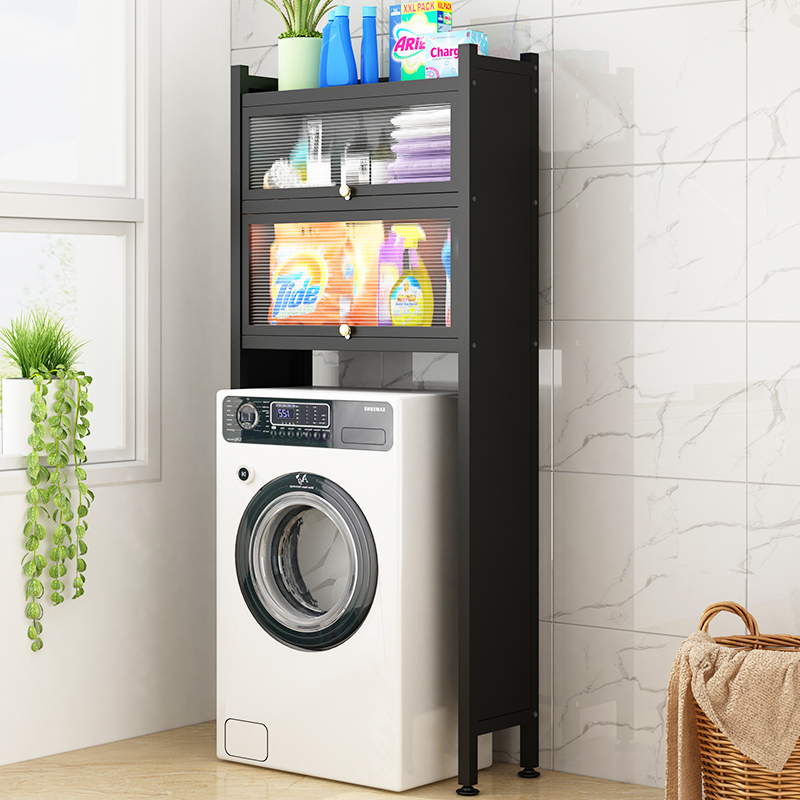 卫生间带柜门置物架多层落地厕所浴室洗手间洗衣机马桶上方储物架