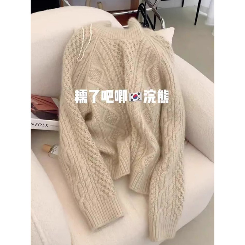 复古麻花高领毛衣女秋冬202w5新款设计针织衫软糯加厚外穿长袖上