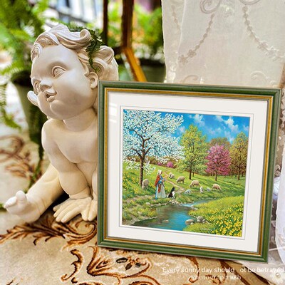 法式软装挂画高级感美式客厅入户玄关柜背景墙装饰画田园风景油画