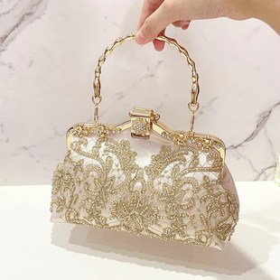 旗袍宴会包婚礼喜婆婆新娘包新中式 珠绣手拎包国风包链条包斜挎包