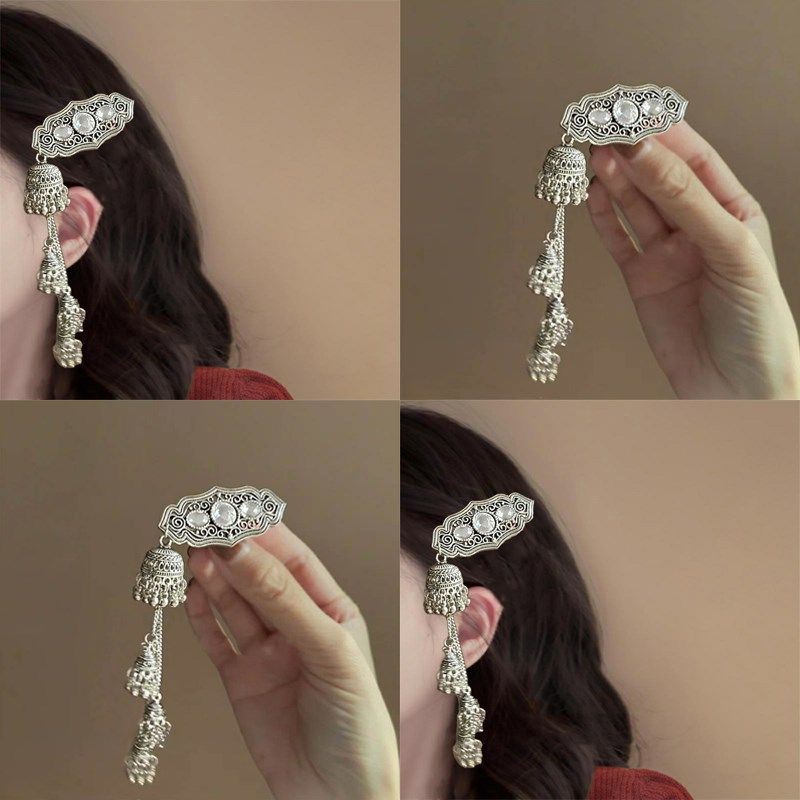 苗疆风~新中式铃铛发夹女轻奢流苏侧边夹民族风刘海夹盘发器头饰,户外/登山/野营/旅行用品,旅行发卡,淘宝优惠券,粉丝福利购,淘宝优惠卷