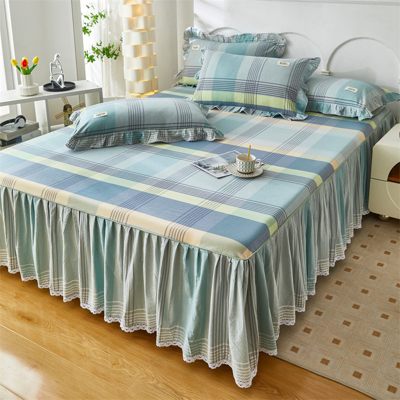 纯棉水洗棉床裙套件全棉床罩单件床单床套防滑床笠带裙边床围裙罩,床上用品,床裙,淘宝优惠券,粉丝福利购,淘宝优惠卷