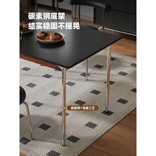 复古风简约小户型家用黑色长方形饭桌子 帕沙曼岩板餐桌椅2024新款