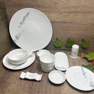 酒店高档新骨瓷摆台餐具汤碗陶瓷盘骨碟装水杯筷架毛巾碟商