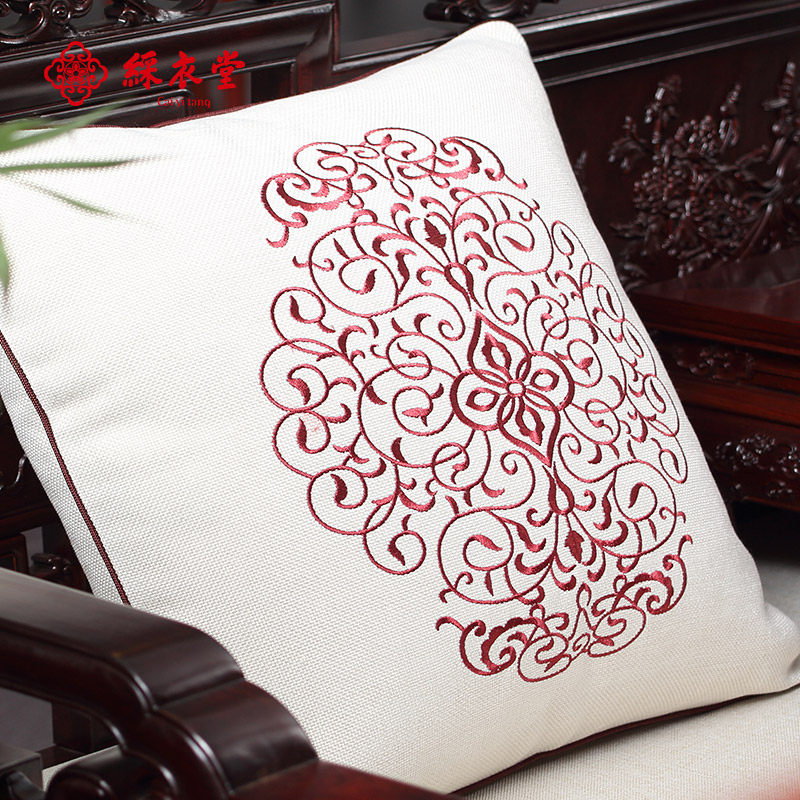 彩衣堂客厅新苏绣红木沙发垫沙发坐垫靠垫抱枕刺绣布艺定制