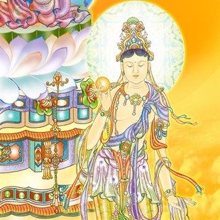 药师佛琉璃光如来画像挂画 东方三圣月光日光菩萨 佛堂水陆画卷轴