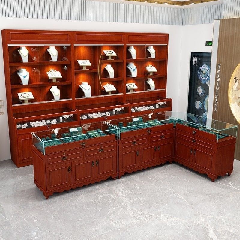 实木珠宝展示柜饰品翡翠玉器展柜古玩古董柜陈列柜柜台