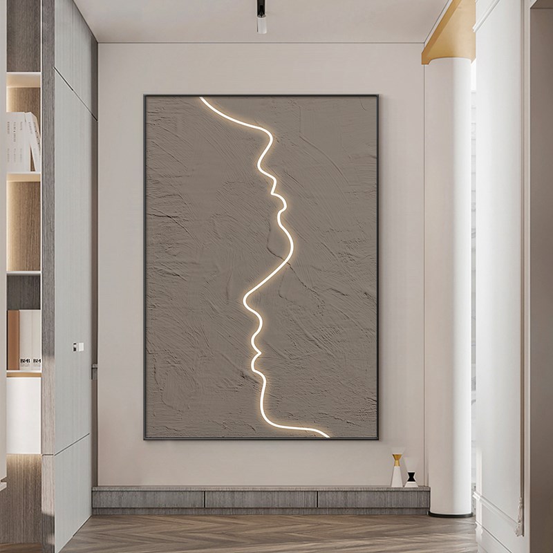 极简抽象色块线条人物装饰画侘寂风玄关挂画简约走廊过道客厅壁画