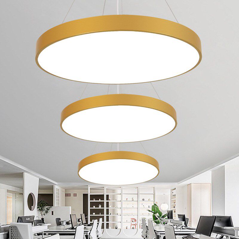 现代led吊灯金色办公室会议室员工位经理室展厅健身房美发店