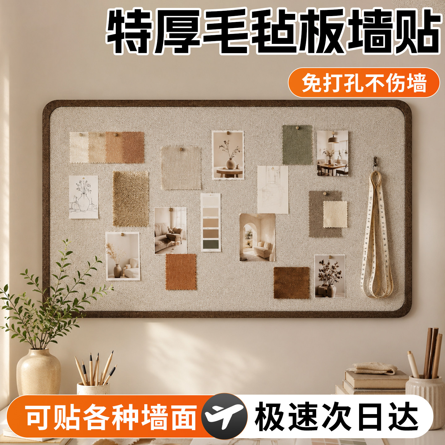 毛毡板墙贴高级感客厅照片墙背景板展示墙组合框墙面房间装饰创意