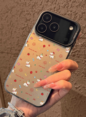 iPhone17手机壳苹果硬壳满屏幸运马卡通黑色保护套适用苹果17/16plus/16/15/14plus/13/12pm/11promax的外壳