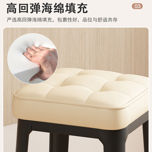椅子奶油风加厚可叠放软包凳家用简约现代客厅吃饭 餐桌椅2023新款