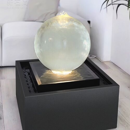 不锈钢流水摆件喷泉n水晶球水景小品现代简约循环水系花园会所装