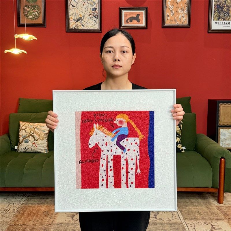 抽象多巴胺骑马女孩卧室装饰画餐厅卧室挂画D031小众W装饰画5050