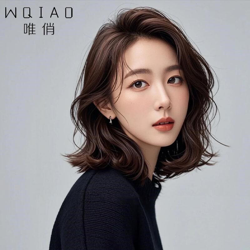 假发女短发全头套女真人发丝时尚减C龄法式自然慵懒微卷发整顶发