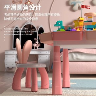 粉色积木桌子儿童多功能益智拼装大颗粒滑道男N女孩宝宝3到6岁礼