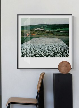 现代简约正方形吧台餐厅装饰画乡村风景进门入户T走廊玄关墙壁挂
