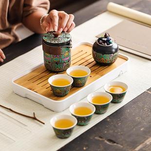 户外旅行功夫茶具家用套装 便携式 简约一壶六杯泡茶壶茶杯商务礼品