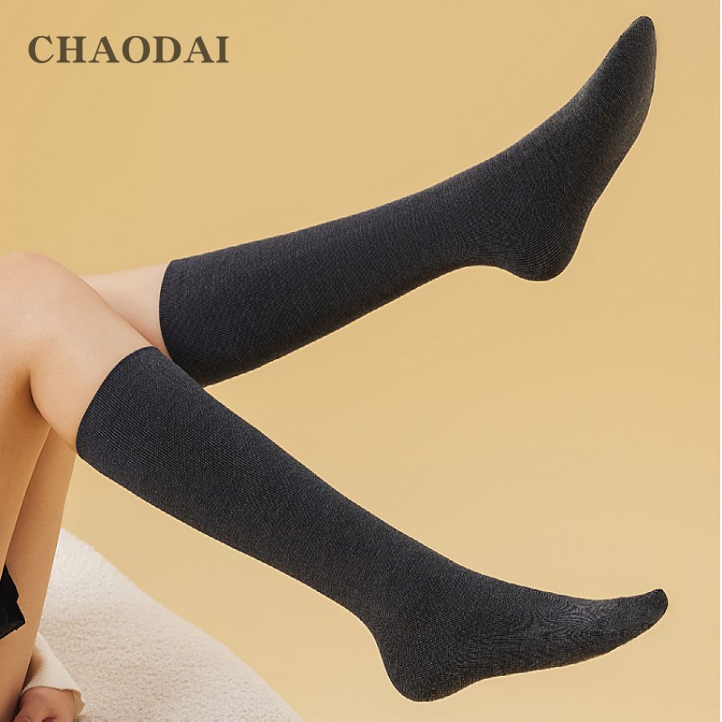 超代羊毛袜小腿袜女裤袜春秋款保暖厚袜子冬季JK大腿袜中筒长筒袜