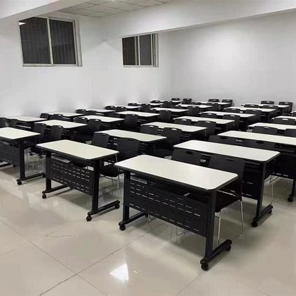 折叠培训桌椅办公桌侧翻课桌椅学生移动拼接长条桌组合培训会议室