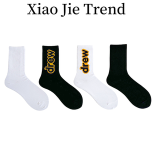 配鲨鱼裤 配马丁靴穿 四季 袜子女款 高腰女生中筒 棉潮2025年新款