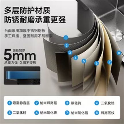左下水5MM加厚厨房304不锈钢水槽家用洗菜盆瀑布大单槽手工洗碗池
