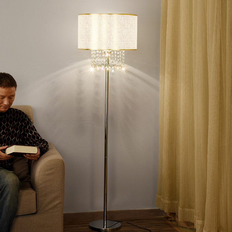 水晶美式b落地灯客厅卧室书式台灯后现代简约吊坠珠帘遥控触摸调