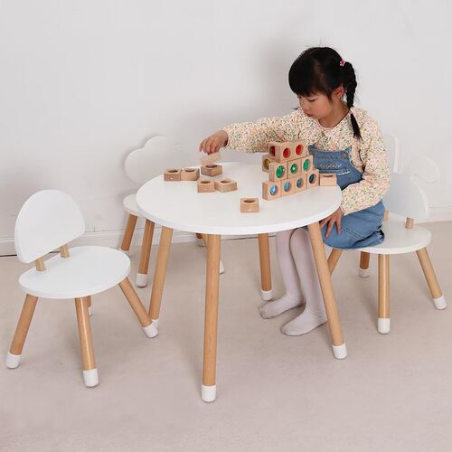 ins宝宝圆桌阅读木质书t桌画画小凳子圆幼儿园桌椅儿童圆形小桌子