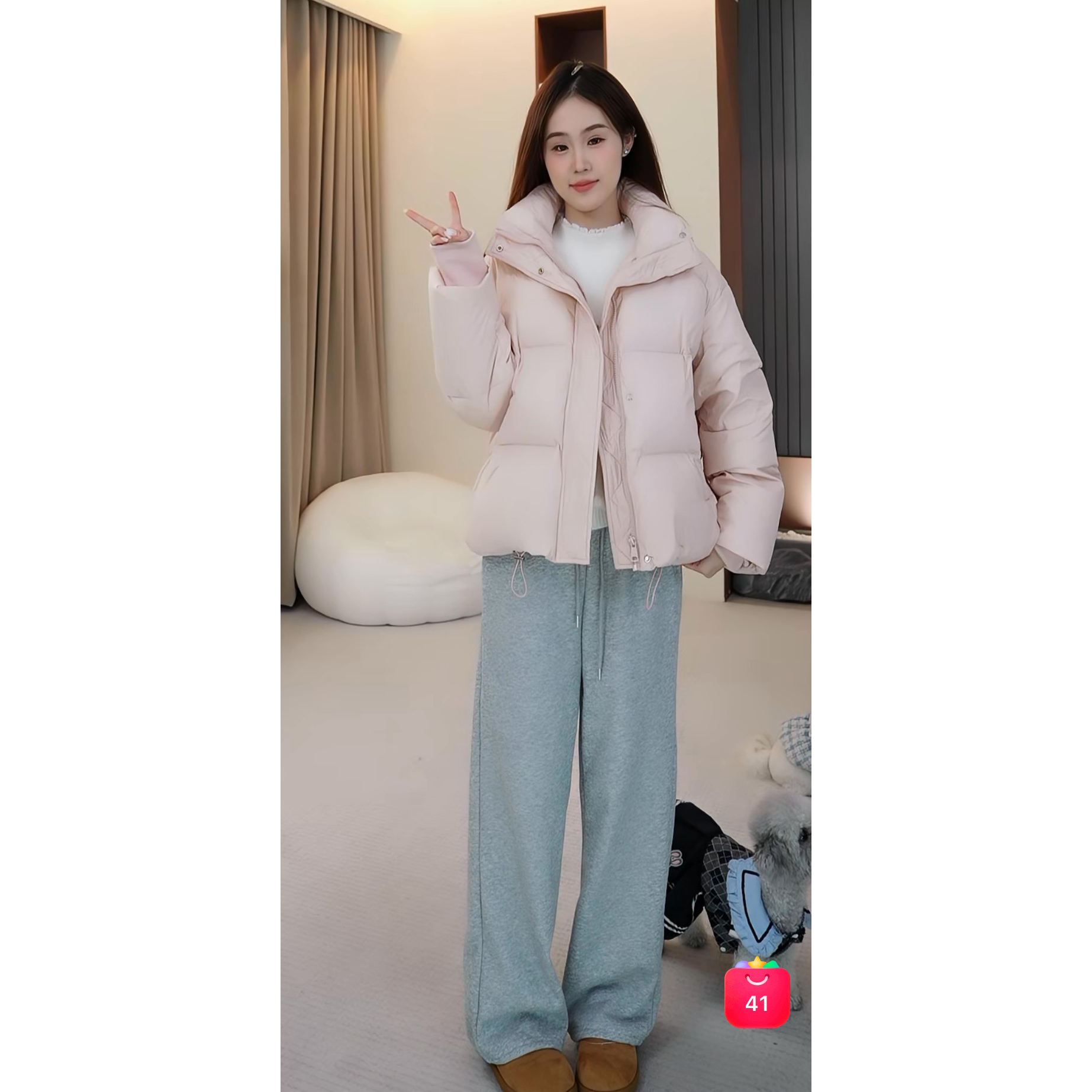 12-10H C新款简约宽松面包服小个子连帽羽绒服 M14