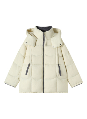 3.4F C 新款设计感撞色波浪格休闲连帽外套 2518