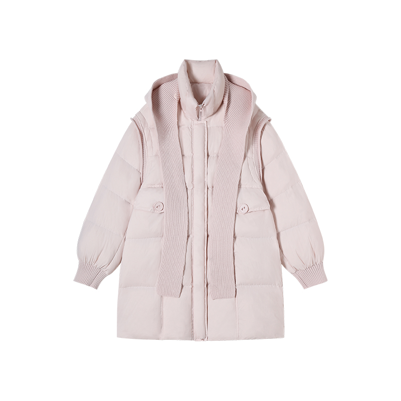 11-25H B新款超好看针织连帽拼接宽松羽绒外套  6005