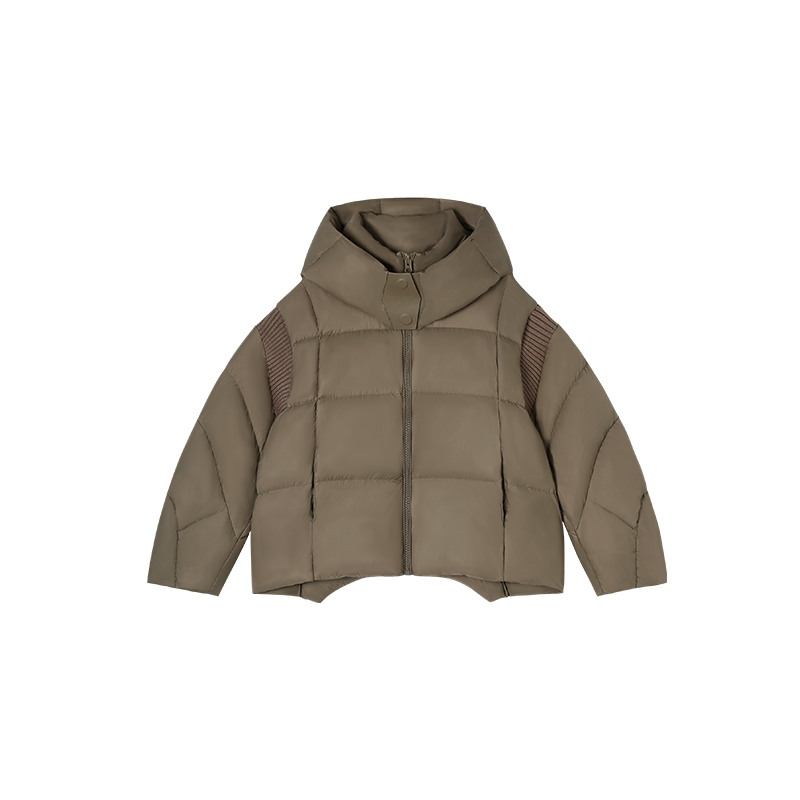 11-8H C新款拼接针织不规则连帽加绒短外套 M28