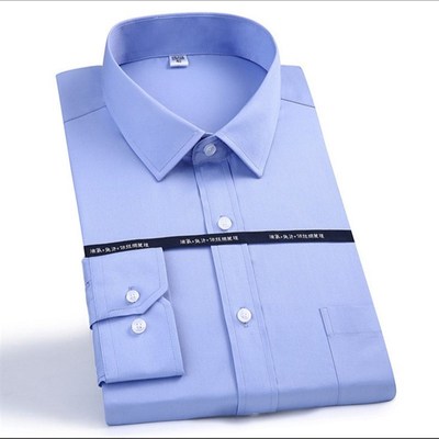 定制中核公司蓝色职业衬衫男士免烫中核二二工作服工装衬X衣绣LOG