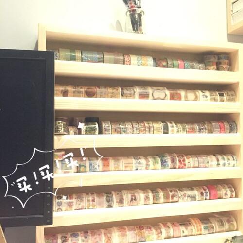甄选E0PB木质和纸胶带柜展示收纳盒四层五层墨水颜料架手帐分装批