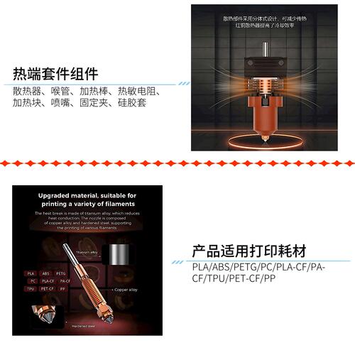 甄选创想K1/K1Max K1C3d打印机配件一体化喷嘴打印头升级挤出热端