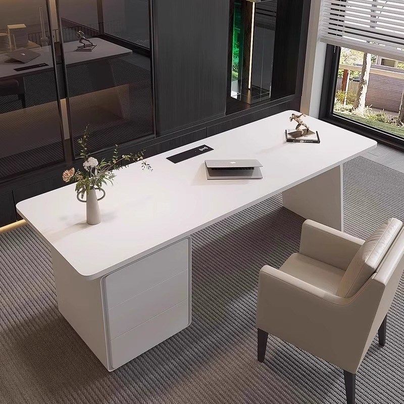 医美咨 咨询桌意式烤漆书桌轻奢老板桌简约现代设计师办公桌椅办