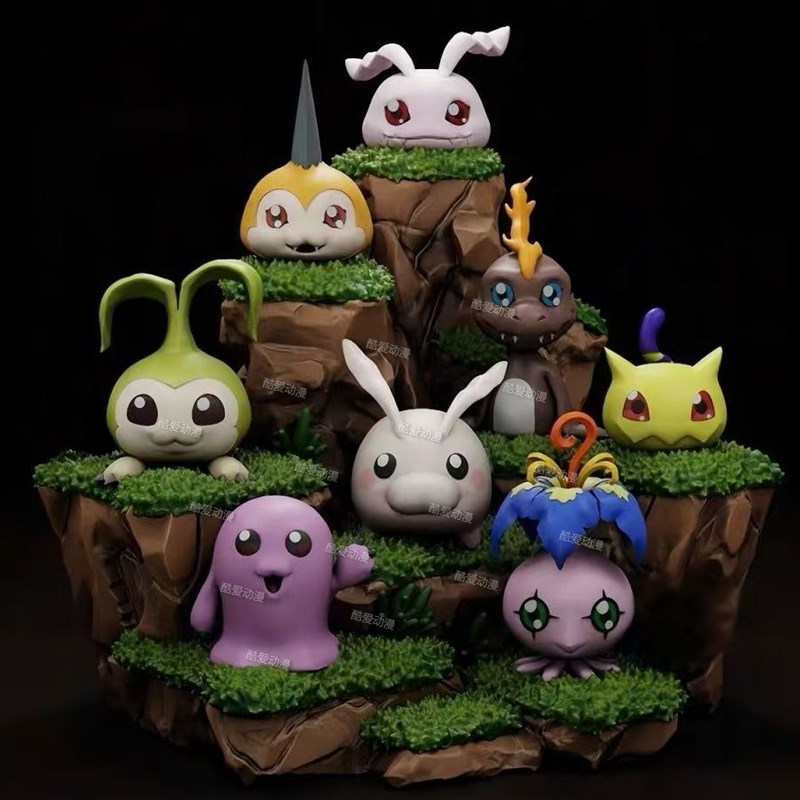 数码宝贝动漫周边潮玩幼年期与假山桌面摆件手办模型gk二次元雕像