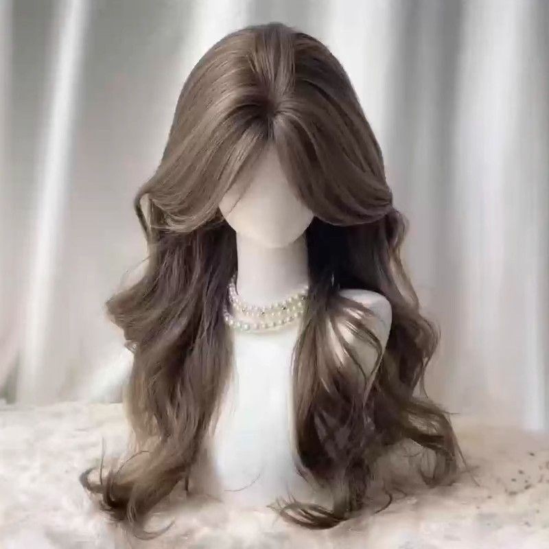 免戴发网假发女薄荷米粽中分八字刘海长卷发高颅顶头顶增发补发片