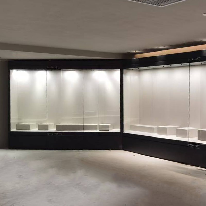 博物馆液压钢制玻璃展示柜文物烤漆古董纪念馆通柜陈列馆展柜定制