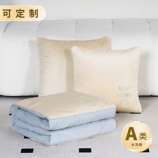 四季 款 抱枕被两用二合一刺绣图案午睡靠枕抱枕空调折叠被夏季 新款