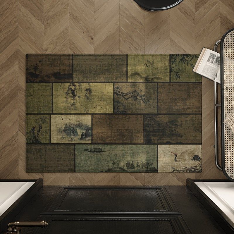 新中式入户门地垫玄关大门口进门除尘耐脏耐磨脚垫水墨画防滑地毯