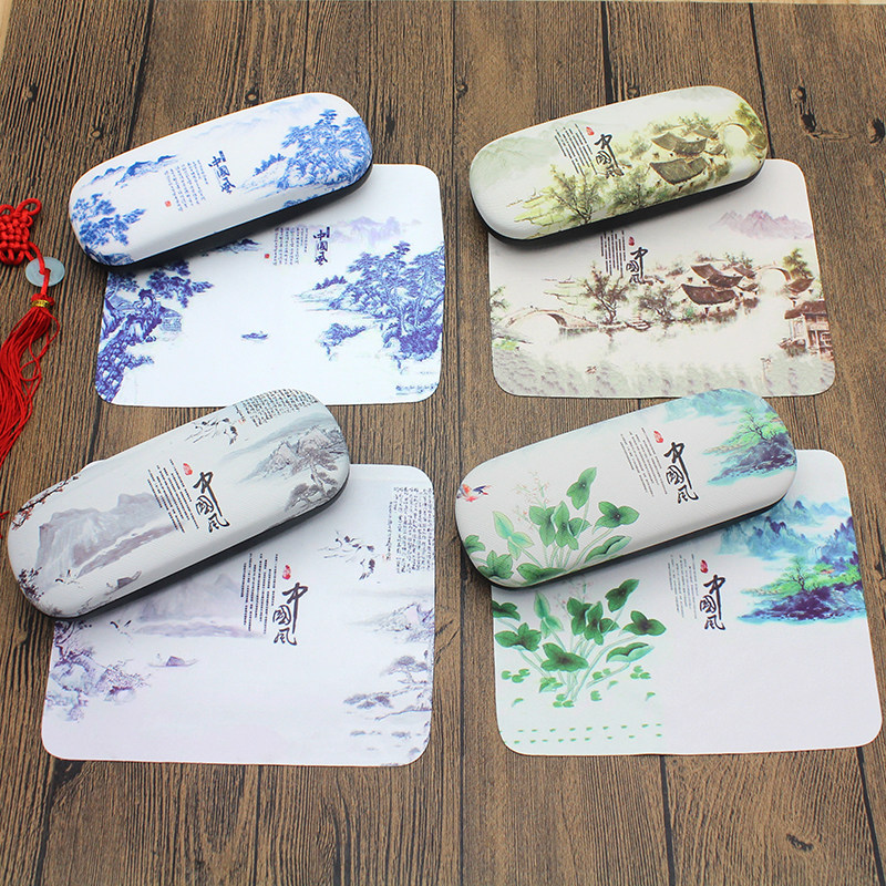 中国风眼镜盒复古文艺便携式古风男女老花镜近视眼镜框防压收纳盒