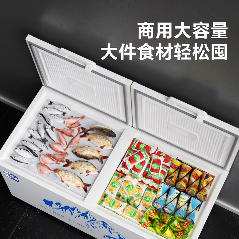 白雪尚品商用大容量卧式冷冻柜保鲜柜家用单温双温冷藏冰箱展示柜