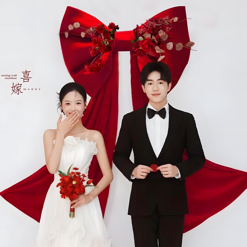 结婚大蝴蝶结装饰婚房布置套装女方卧室男方新房拉花订婚婚礼用品