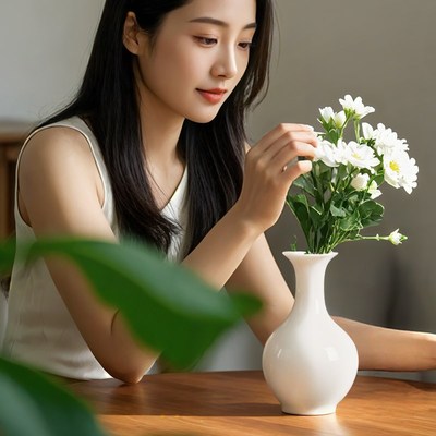 景德镇陶瓷花瓶中式纯色玉壶春梅瓶冬瓜瓶白瓷瓶白胎白色素胚瓷器